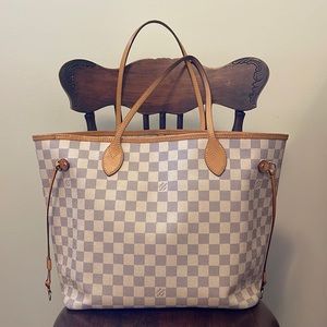 🏷 authentic Louis Vuitton neverfull MM Damier azur tote bag